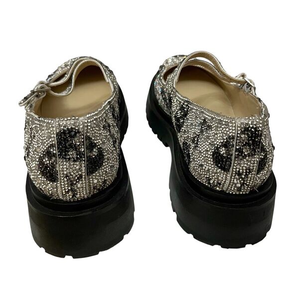 Betsey Johnson Nico Rhinestone Mary Jane Loafers 9M Skull Print Chunky Lug Sole - Picture 4 of 8